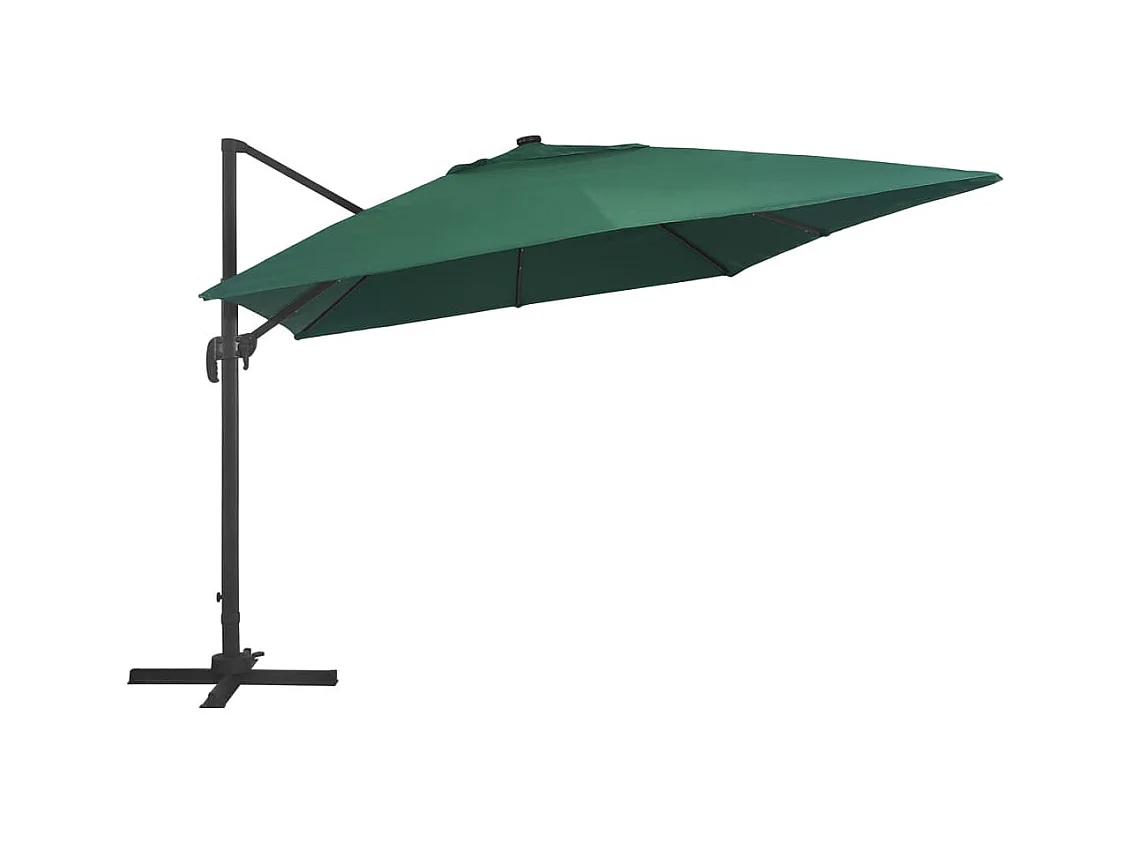 Parasol déporté avec lumières LED Aluminium 400x300 Vert