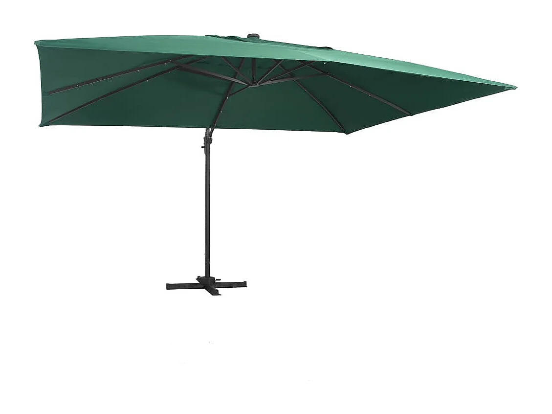 Parasol déporté avec lumières LED Aluminium 400x300 Vert