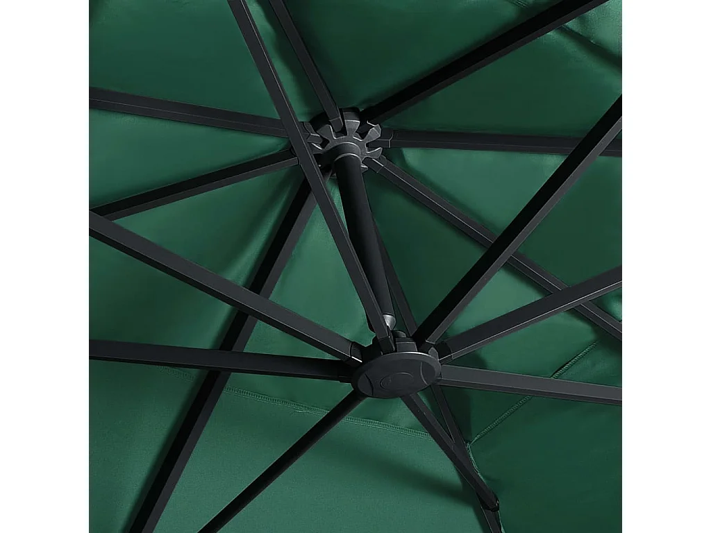 Parasol déporté avec lumières LED Aluminium 400x300 Vert