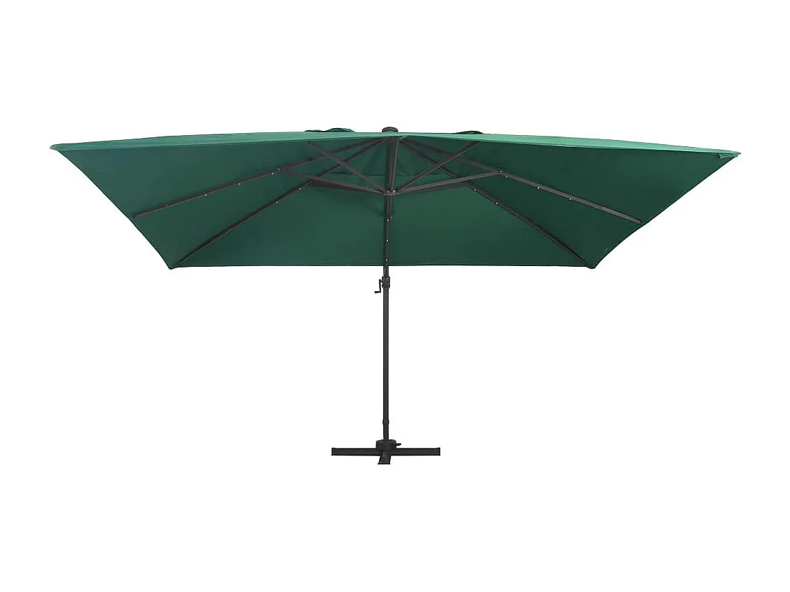 Parasol déporté avec lumières LED Aluminium 400x300 Vert