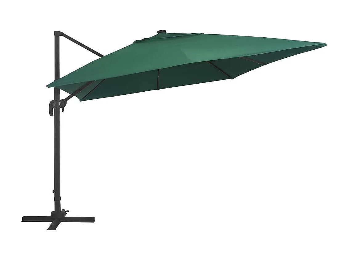 Parasol déporté avec lumières LED Aluminium 400x300 Vert