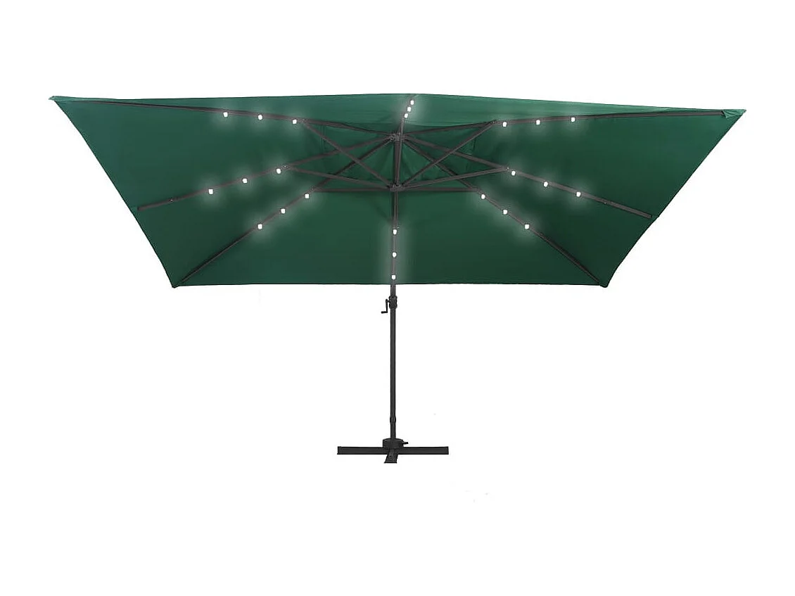 Parasol déporté avec lumières LED Aluminium 400x300 Vert
