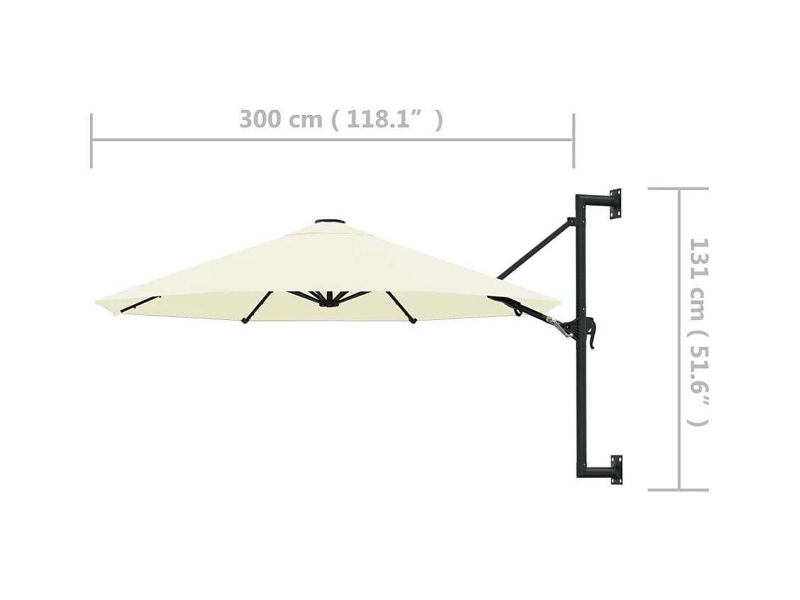 Parasol mural avec mât métallique 300cm Sable