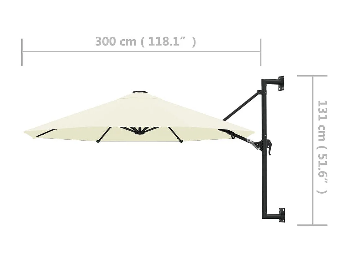 Parasol mural avec mât métallique 300cm Sable