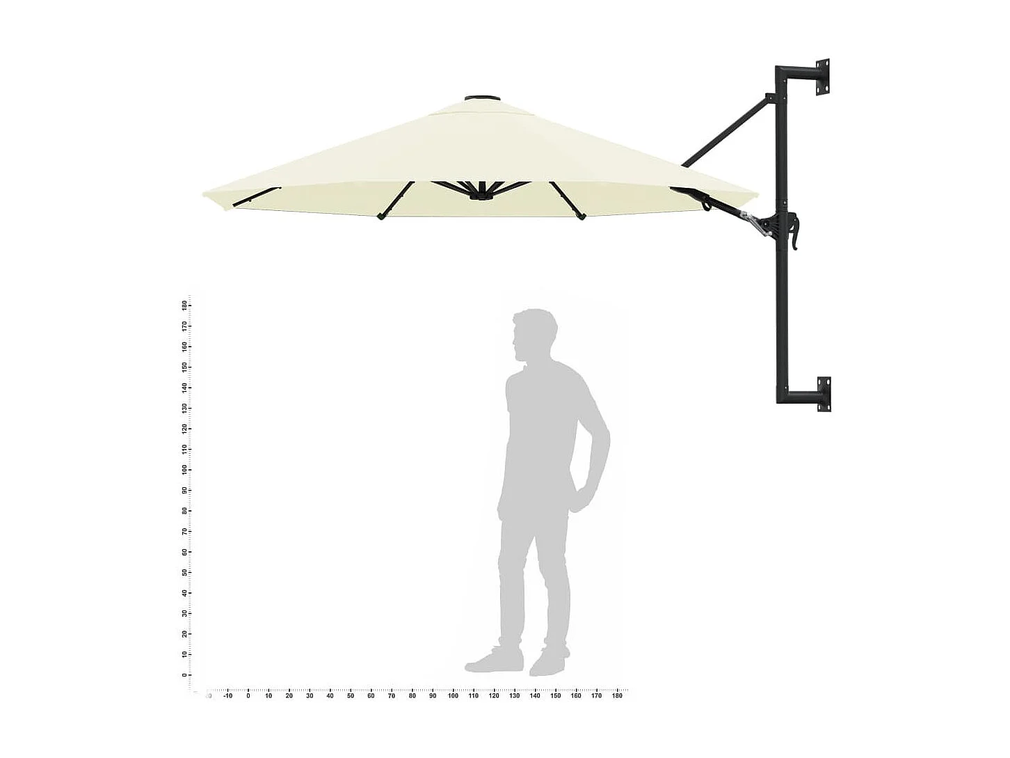Parasol mural avec mât métallique 300cm Sable