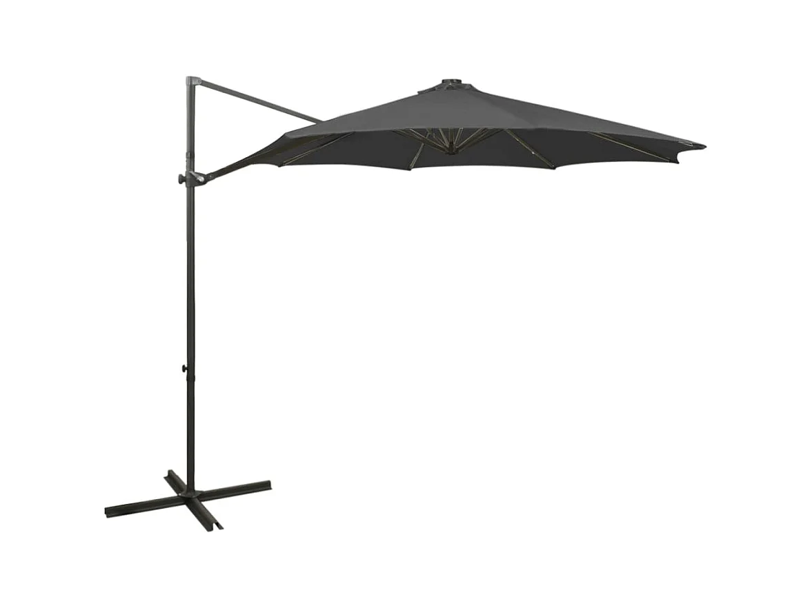 Parasol déporté avec mât et lumières LED Anthracite 300cm 2