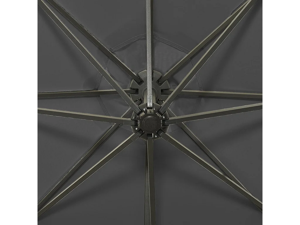 Parasol déporté avec mât et lumières LED Anthracite 300cm 2