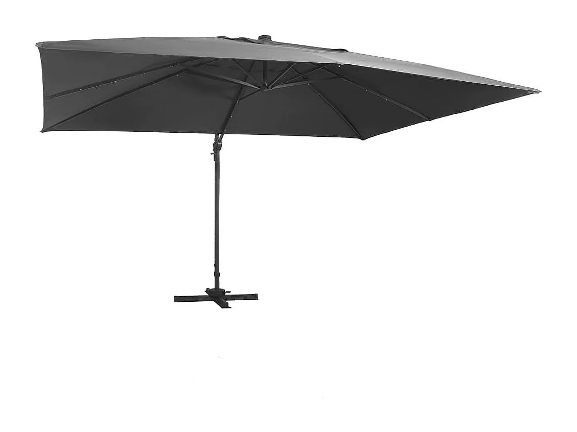 Parasol déporté avec lumières LED 400x300 Anthracite
