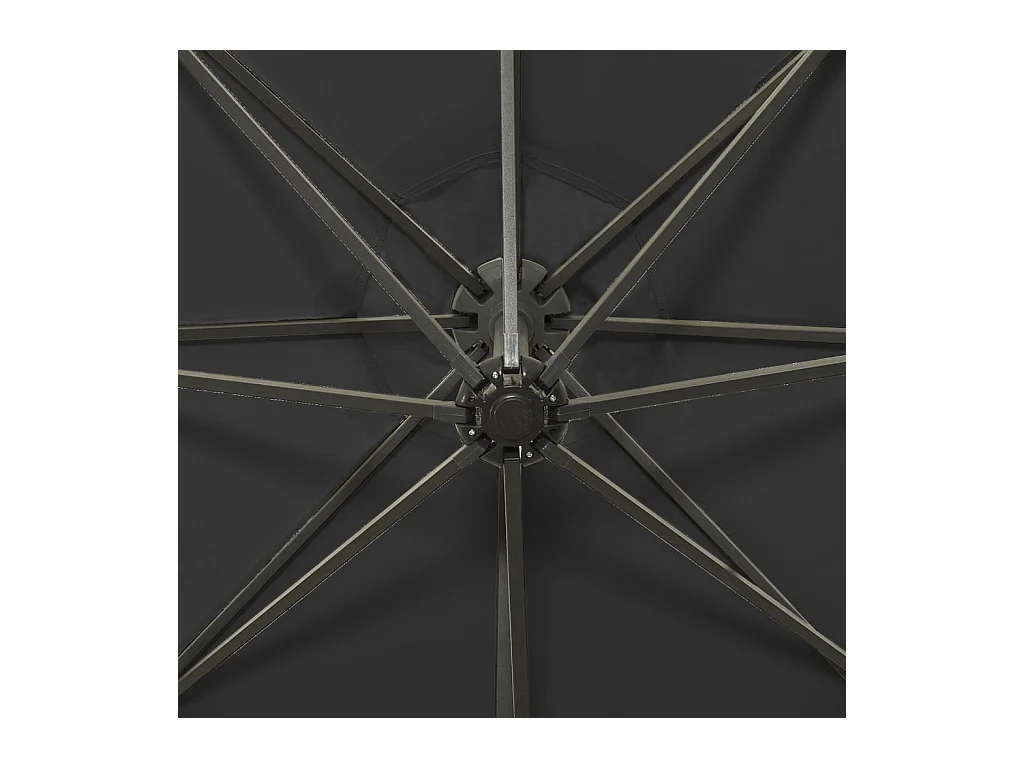 Parasol déporté avec mât et lumières LED Noir 300cm 3