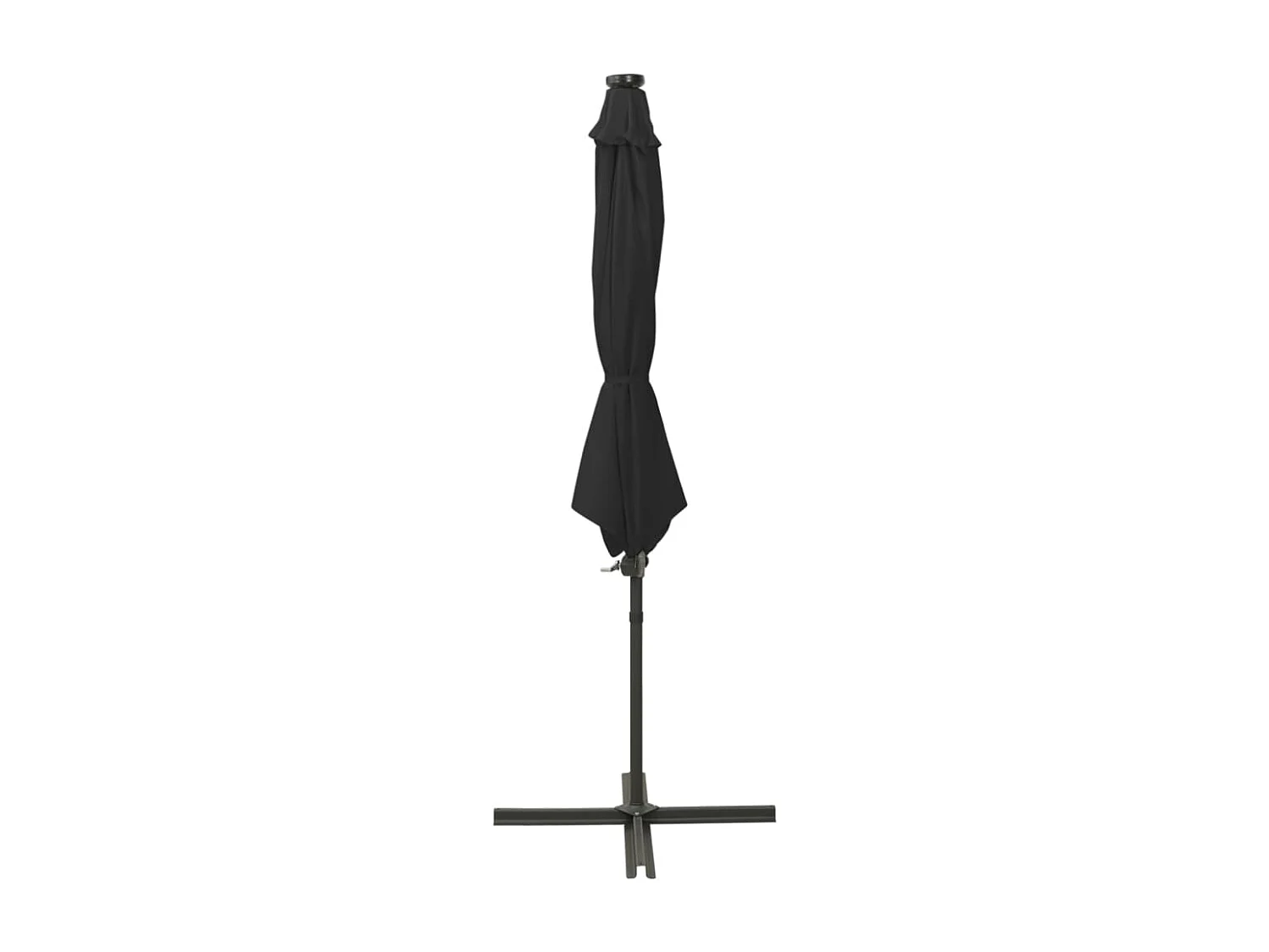 Parasol déporté avec mât et lumières LED Noir 300cm 3