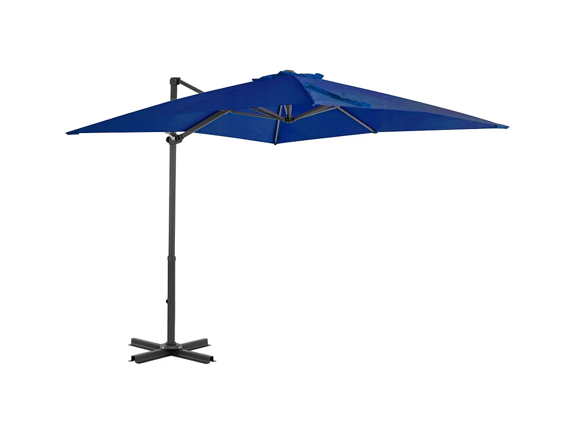 Parasol déporté et mât en aluminium Bleu azuré 250x250