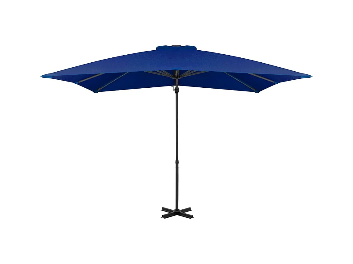 Parasol déporté et mât en aluminium Bleu azuré 250x250