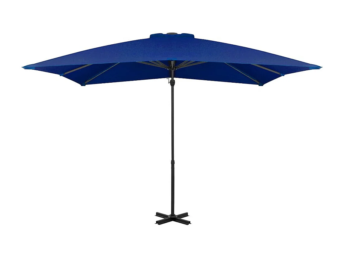 Parasol déporté et mât en aluminium Bleu azuré 250x250