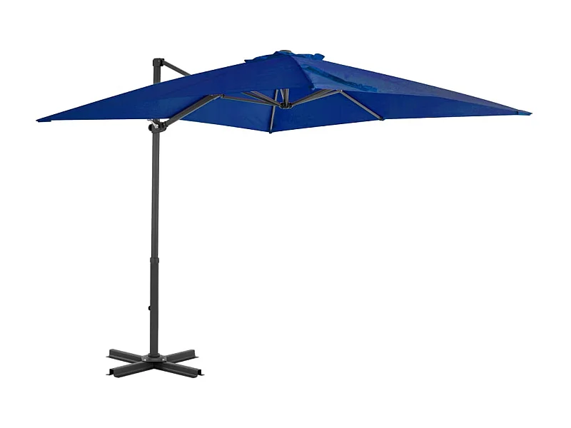 Parasol déporté et mât en aluminium Bleu azuré 250x250