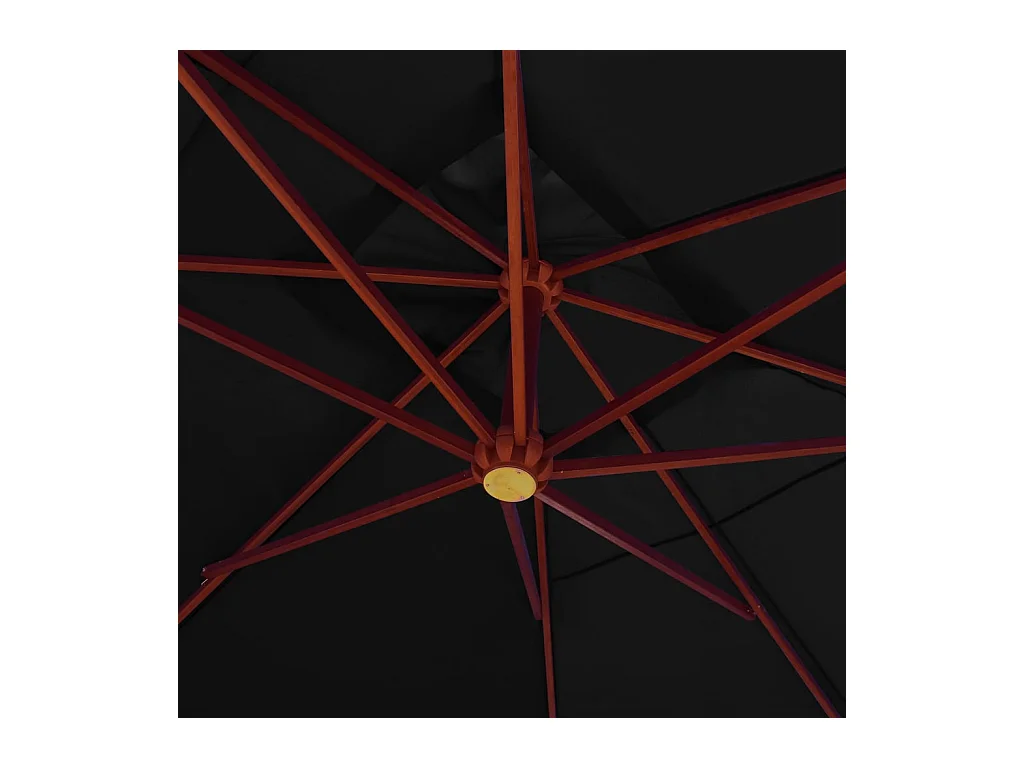 Parasol suspendu avec mât en bois 400x300 Noir