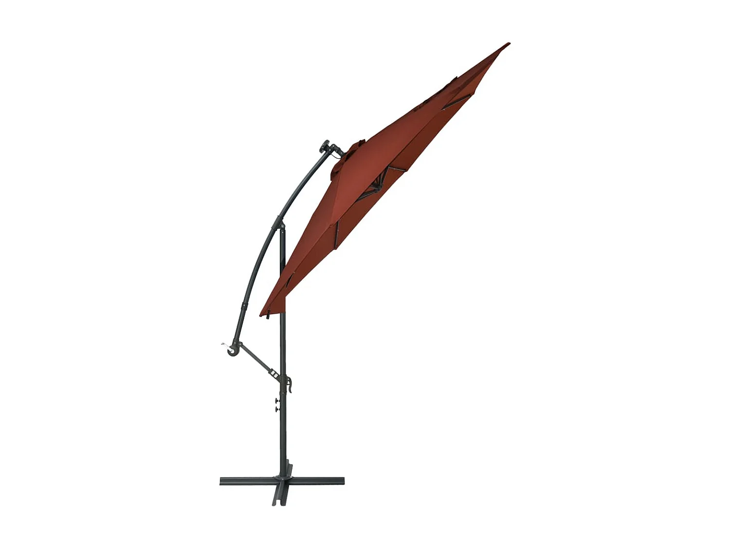 Parasol déporté à LED et mât en acier Terre cuite