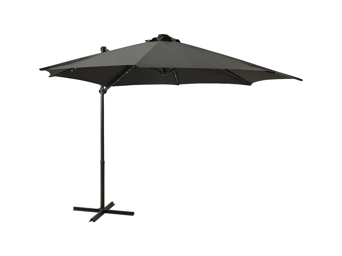 Parasol déporté avec mât et lumières LED Anthracite 300cm