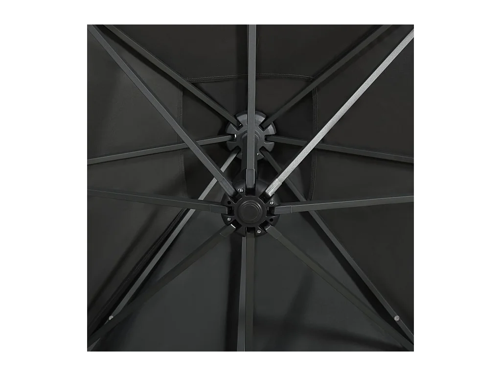 Parasol déporté avec mât et lumières LED Anthracite 300cm