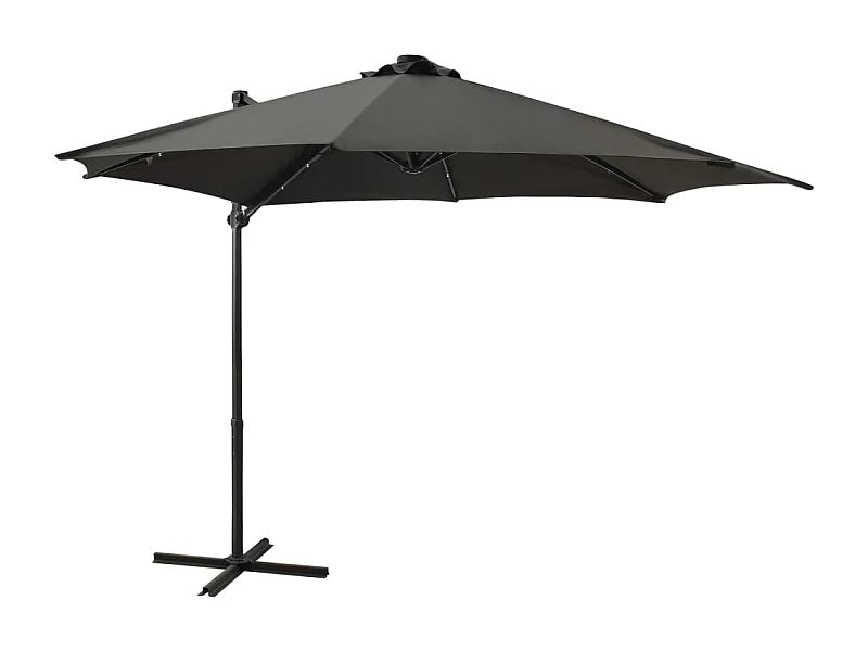 Parasol déporté avec mât et lumières LED Anthracite 300cm
