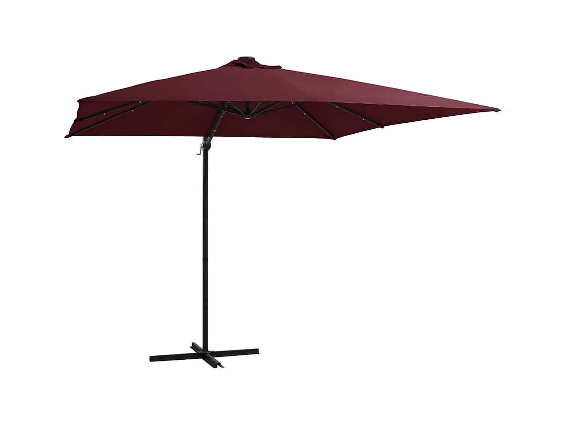 Parasol déporté avec lumières LED Rouge bordeaux 250x250