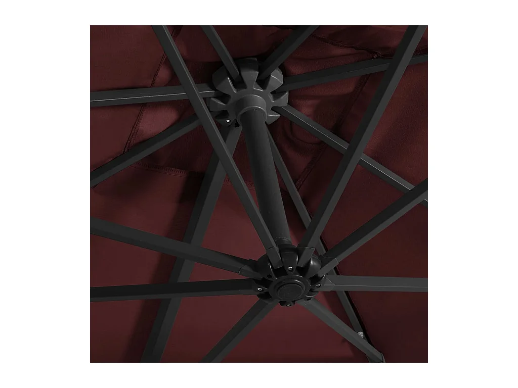 Parasol déporté avec lumières LED Rouge bordeaux 250x250