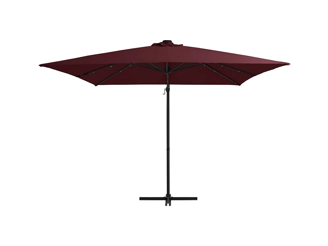 Parasol déporté avec lumières LED Rouge bordeaux 250x250