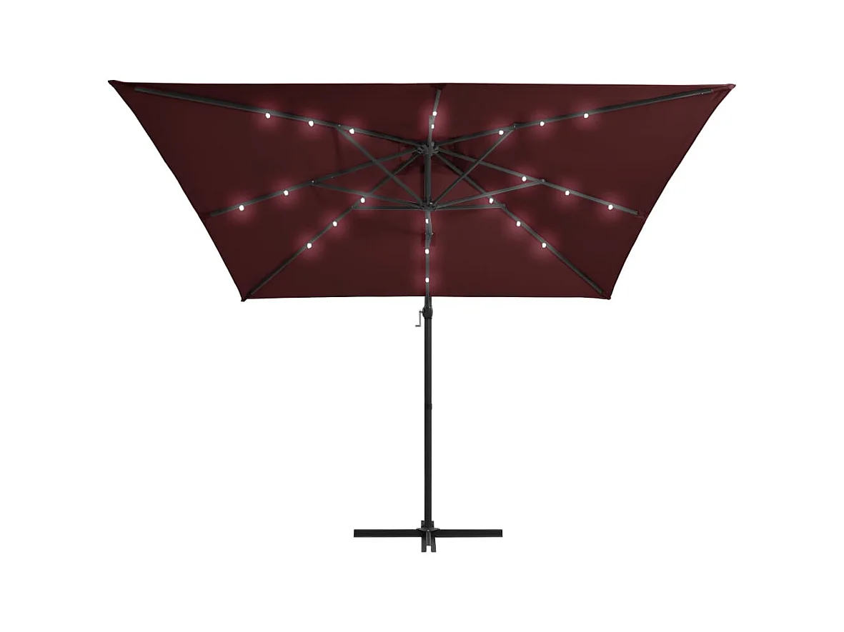 Parasol déporté avec lumières LED Rouge bordeaux 250x250