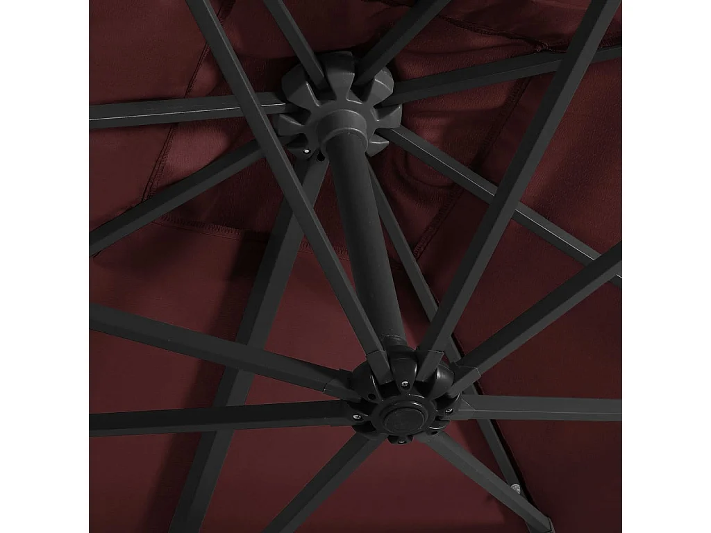 Parasol déporté avec lumières LED Rouge bordeaux 250x250