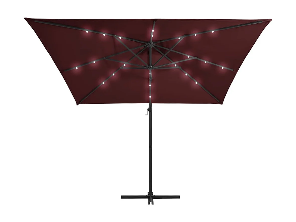 Parasol déporté avec lumières LED Rouge bordeaux 250x250