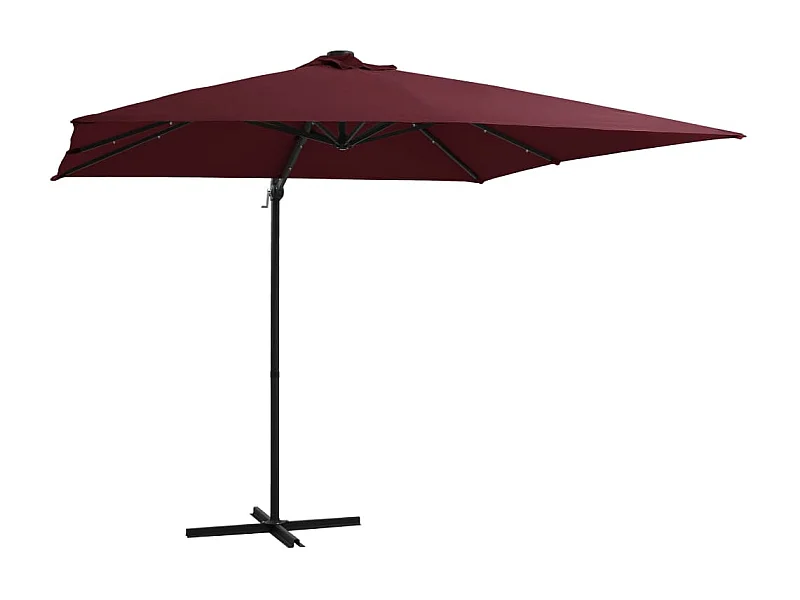 Parasol déporté avec lumières LED Rouge bordeaux 250x250