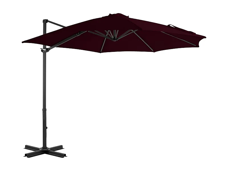 Parasol déporté avec mât en aluminium Rouge 300cm