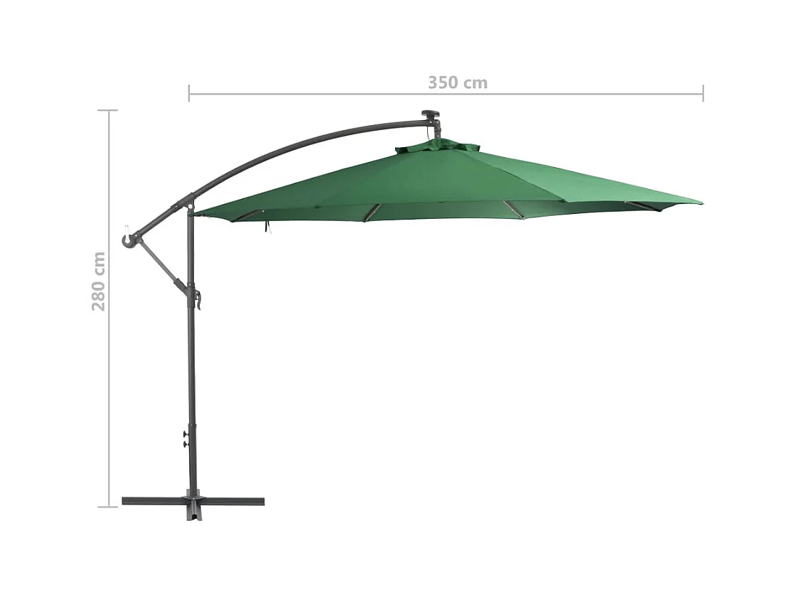 Parasol en porte-à-feux et poteau métallique 350cm Vert