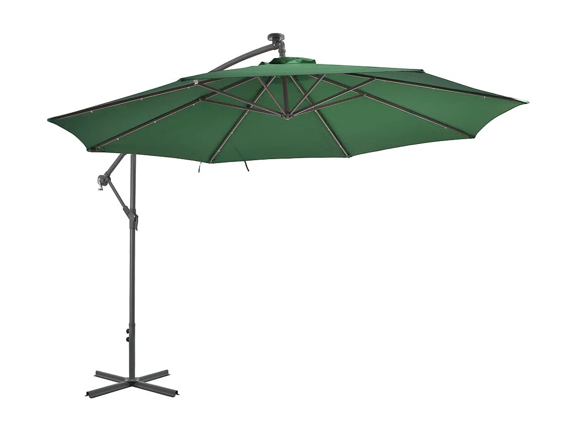 Parasol en porte-à-feux et poteau métallique 350cm Vert