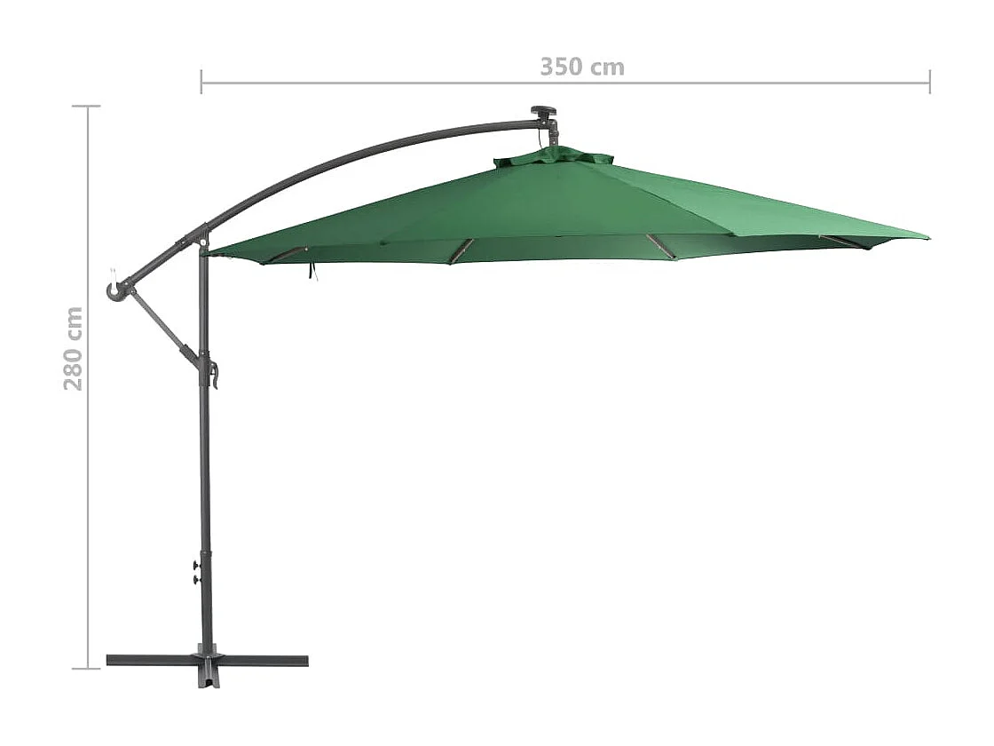 Parasol en porte-à-feux et poteau métallique 350cm Vert