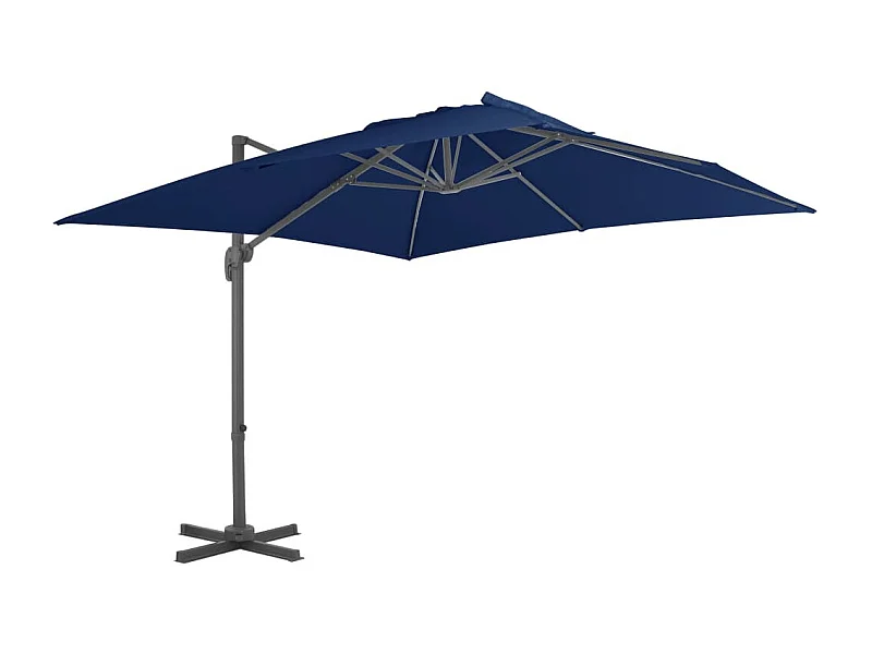 Parasol déporté avec mât en aluminium 3x3 m Bleu azuré