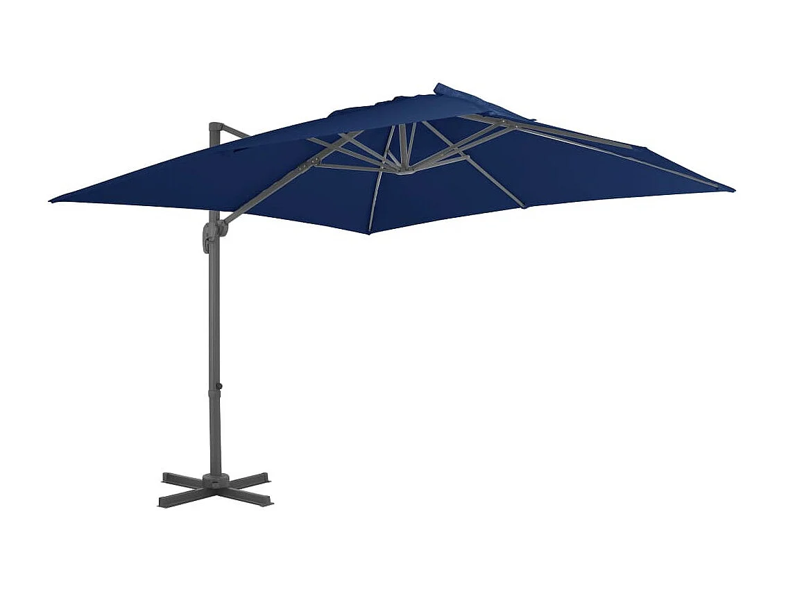 Parasol déporté avec mât en aluminium 3x3 m Bleu azuré