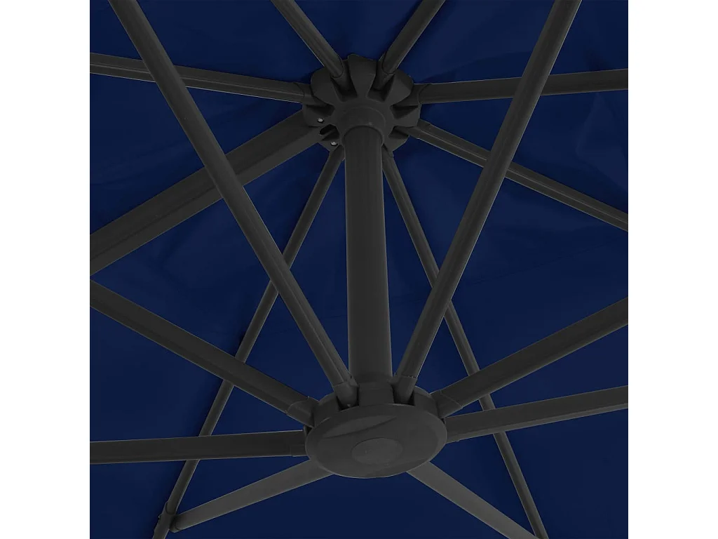 Parasol déporté avec mât en aluminium 3x3 m Bleu azuré