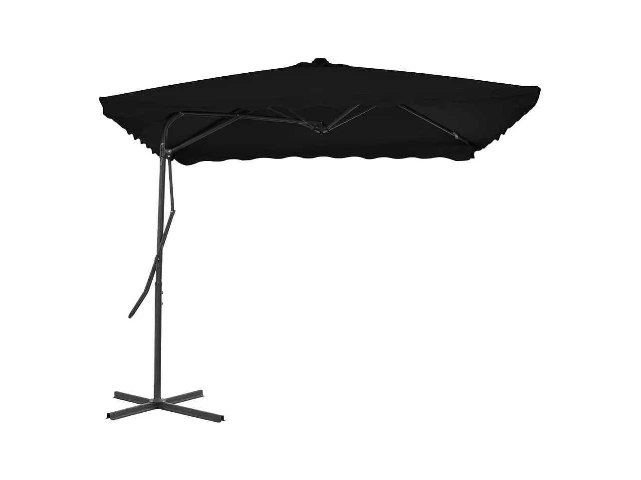 Parasol d'extérieur déporté avec mât en acier Noir 250x250x230