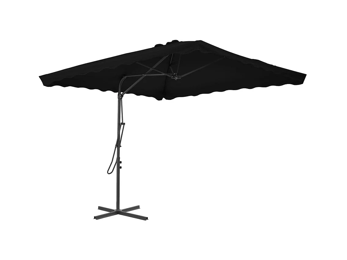 Parasol d'extérieur déporté avec mât en acier Noir 250x250x230