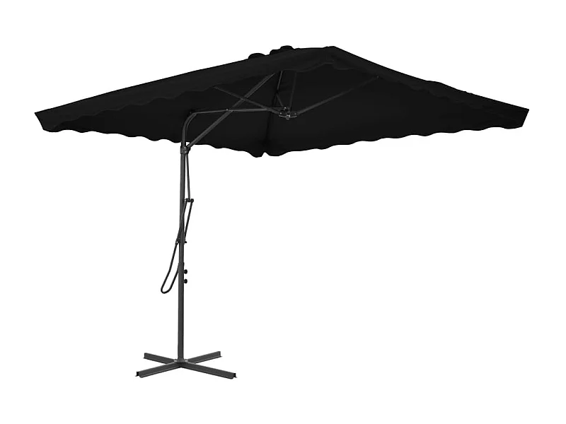 Parasol d'extérieur déporté avec mât en acier Noir 250x250x230