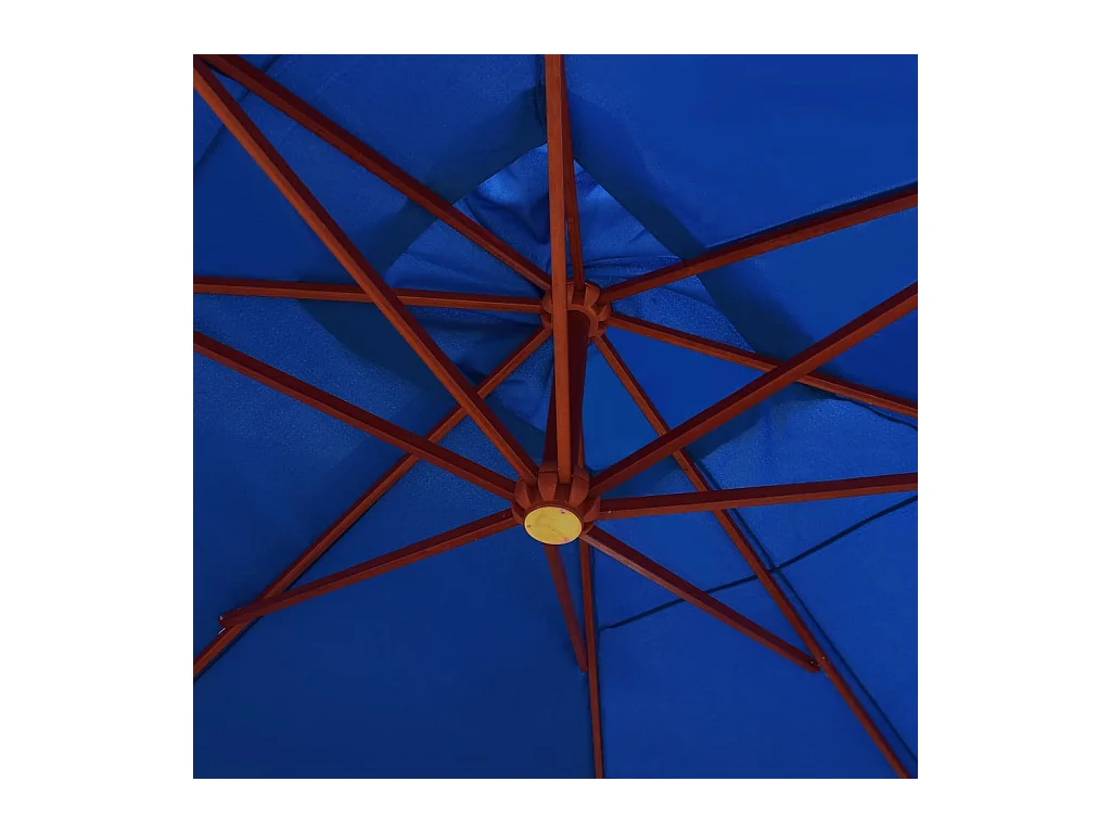 Parasol suspendu avec mât en bois 400x300 Bleu