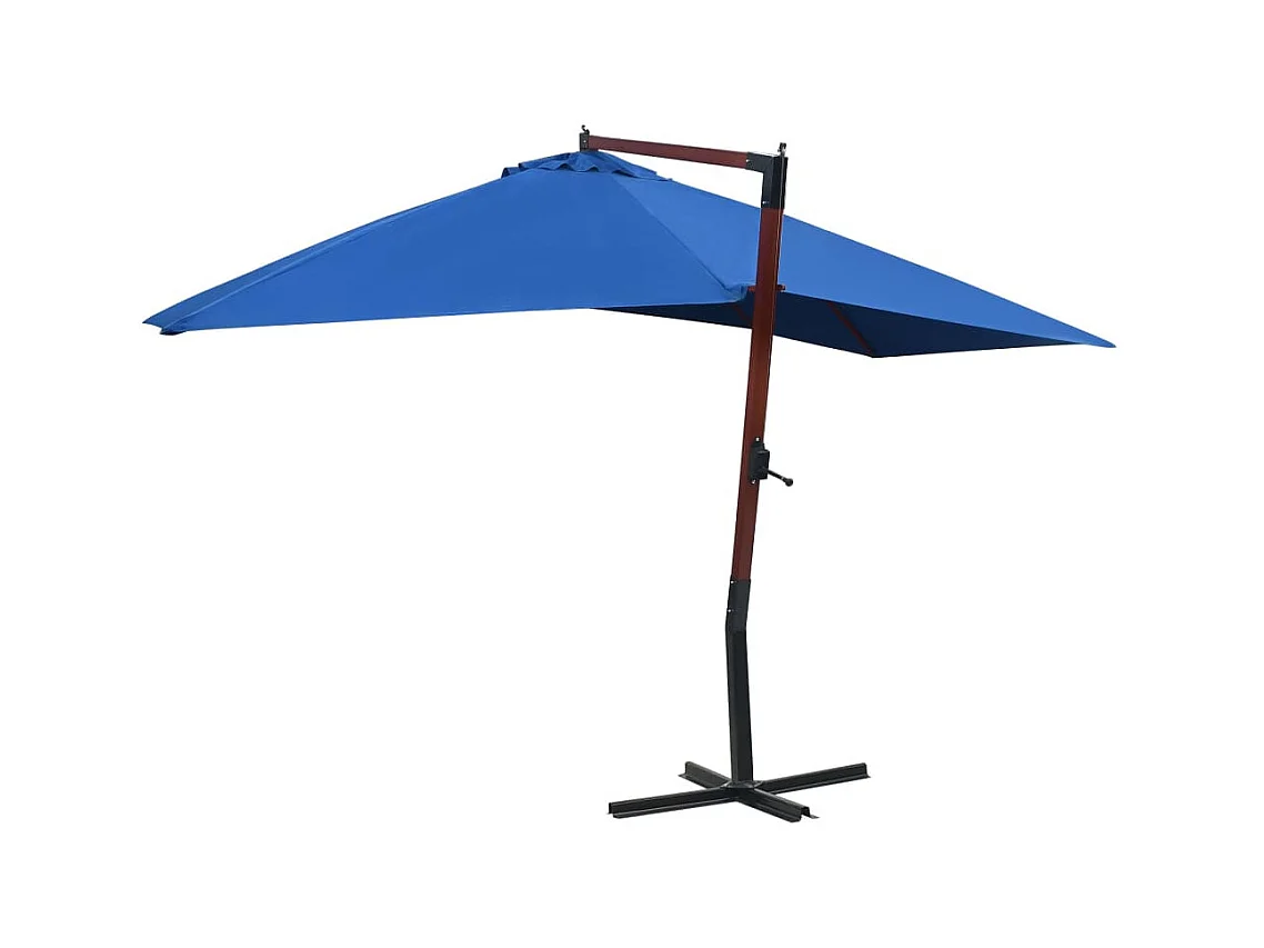 Parasol suspendu avec mât en bois 400x300 Bleu
