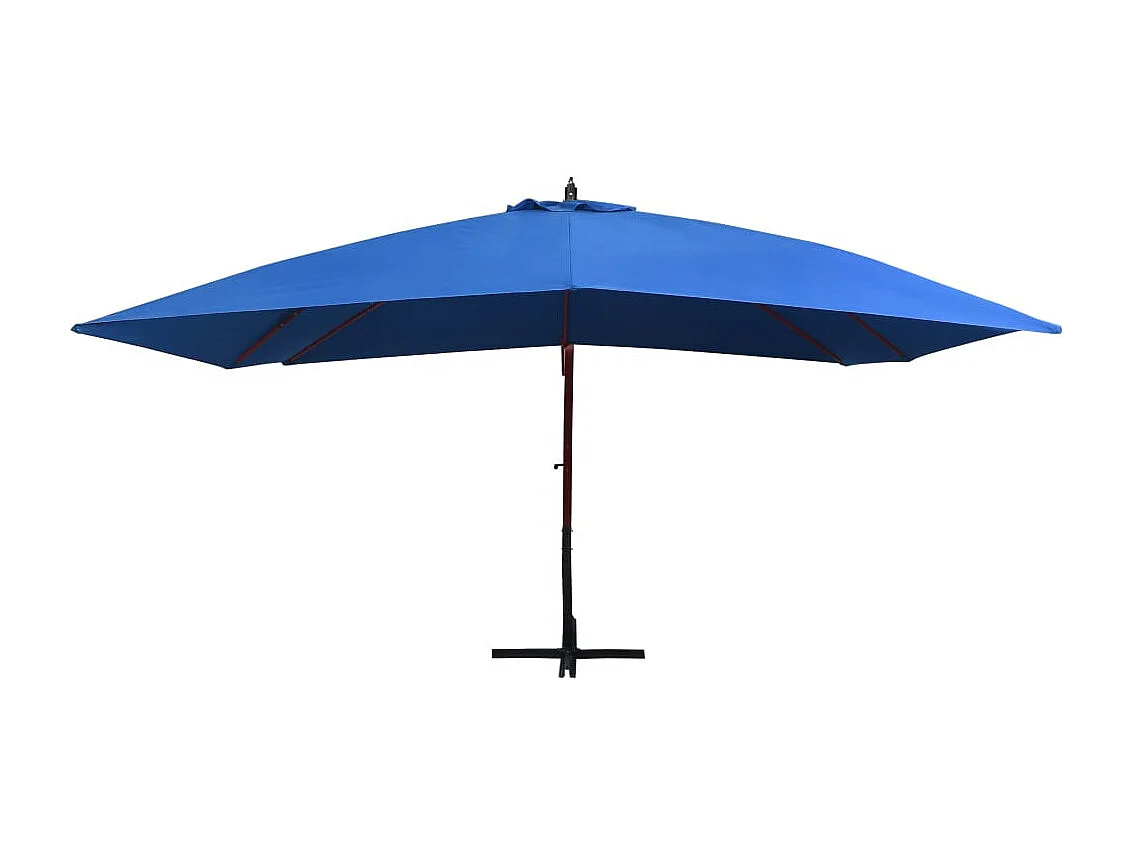 Parasol suspendu avec mât en bois 400x300 Bleu