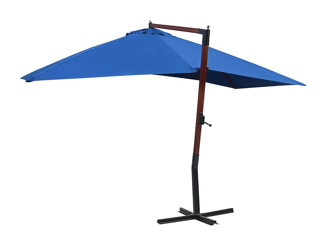 Parasol suspendu avec mât en bois 400x300 Bleu