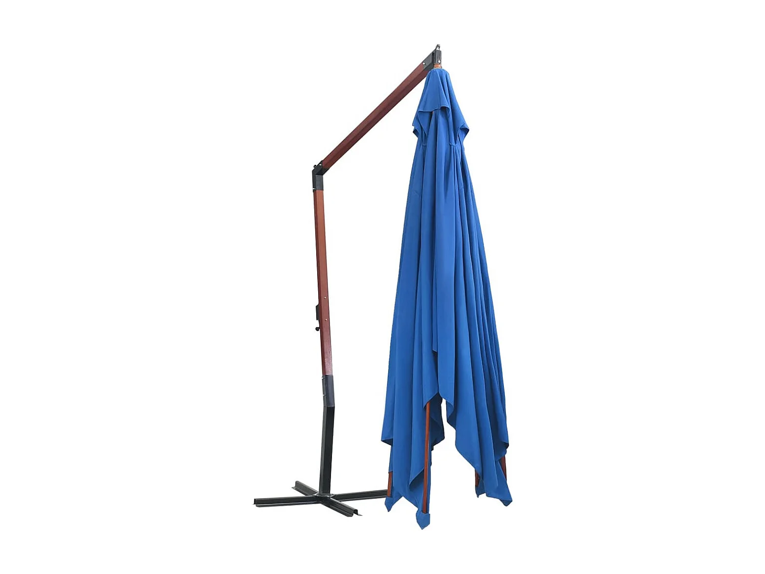 Parasol suspendu avec mât en bois 400x300 Bleu