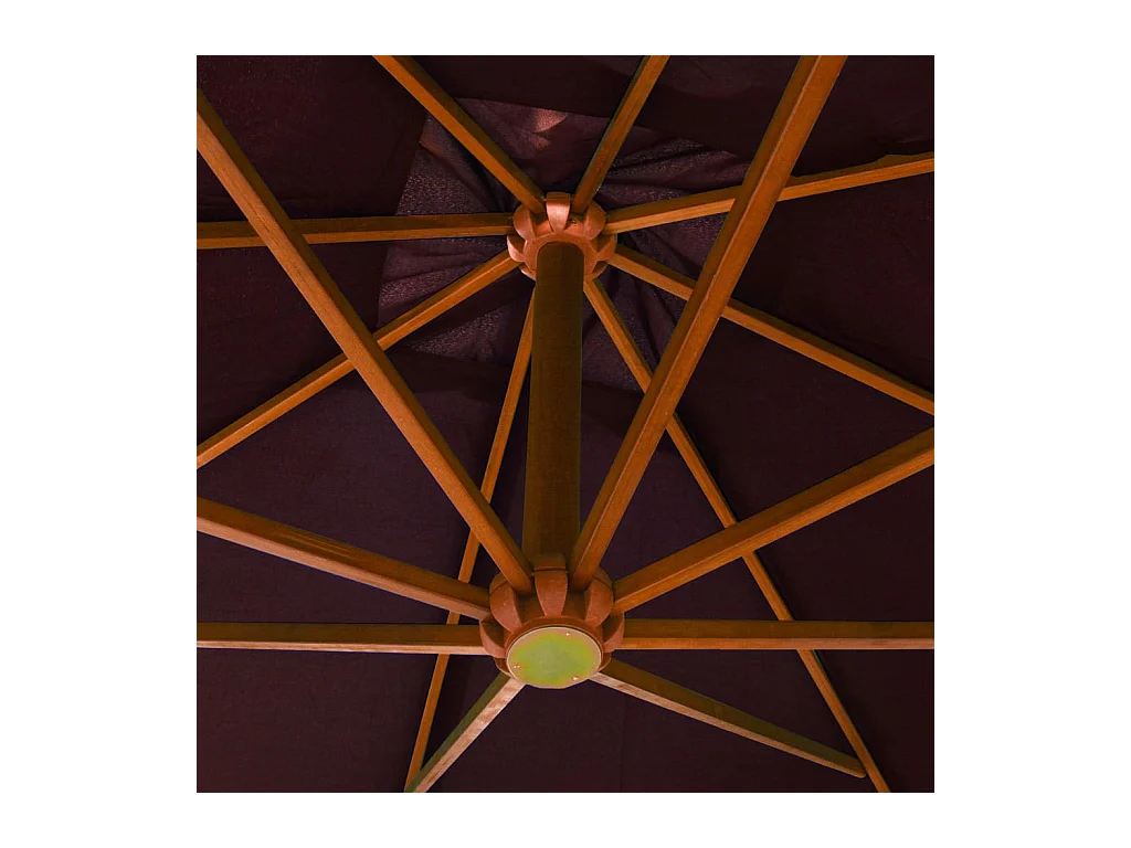 Parasol suspendu avec mât Rouge bordeaux 3x3 m Bois de sapin