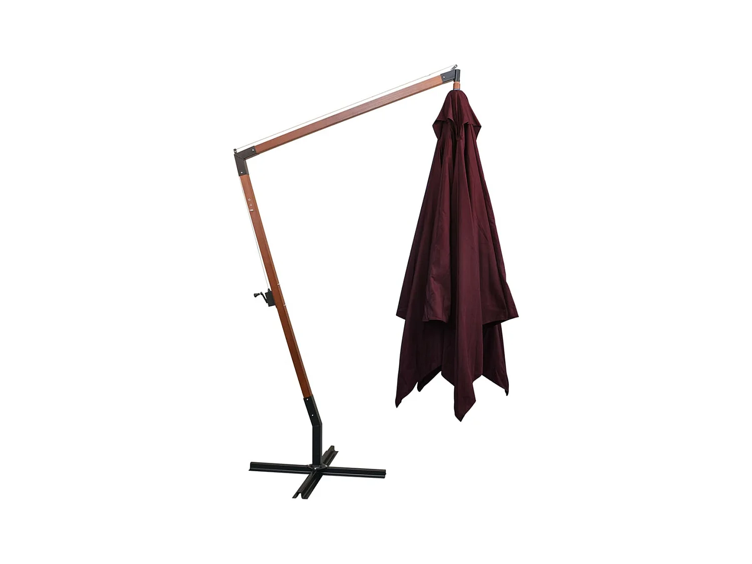Parasol suspendu avec mât Rouge bordeaux 3x3 m Bois de sapin