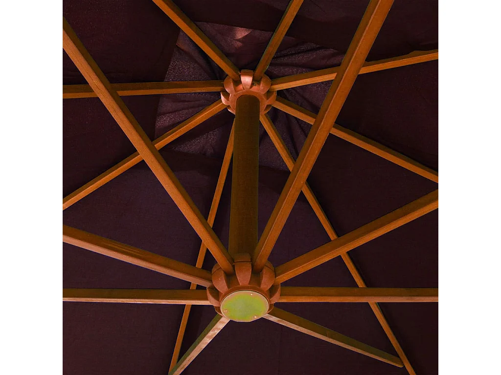 Parasol suspendu avec mât Rouge bordeaux 3x3 m Bois de sapin