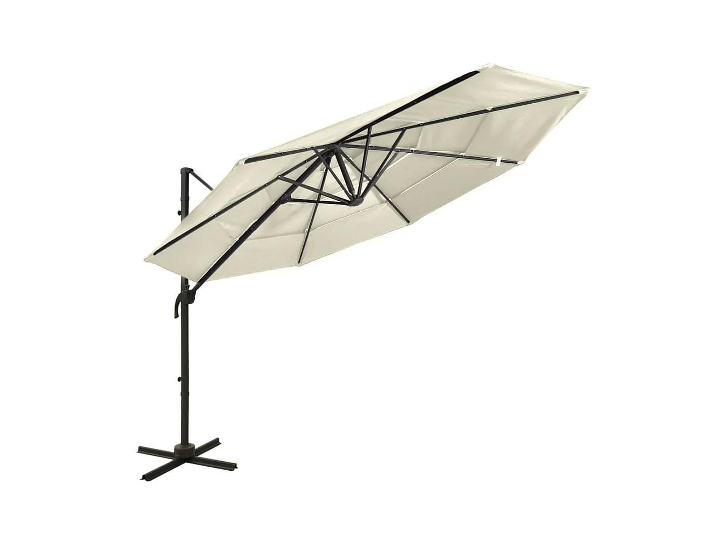 Parasol à 4 niveaux avec mât en aluminium Sable 3x3 m