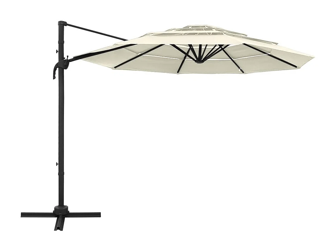 Parasol à 4 niveaux avec mât en aluminium Sable 3x3 m